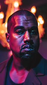 Kanye West Artistic Close-Up Portrait