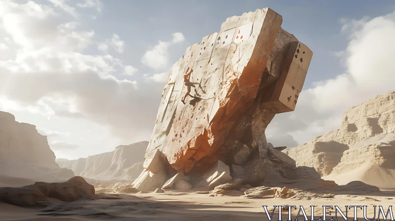AI ART Rock Climbing in Arid Landscape