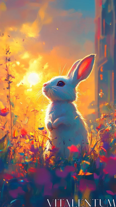 AI ART Whimsical Rabbit at Dusk