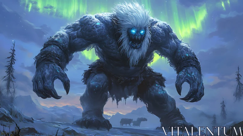 Yeti Monster in Winter Landscape AI Image