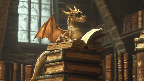 Whimsical Dragon Reading Books