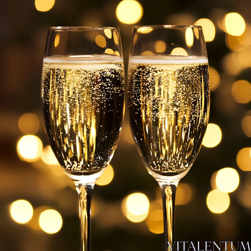 AI ART Golden Bubbles Champagne Flutes