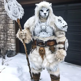 Tribal Warrior Fur Costume in Winter