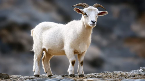 Majestic White Goat Portrait