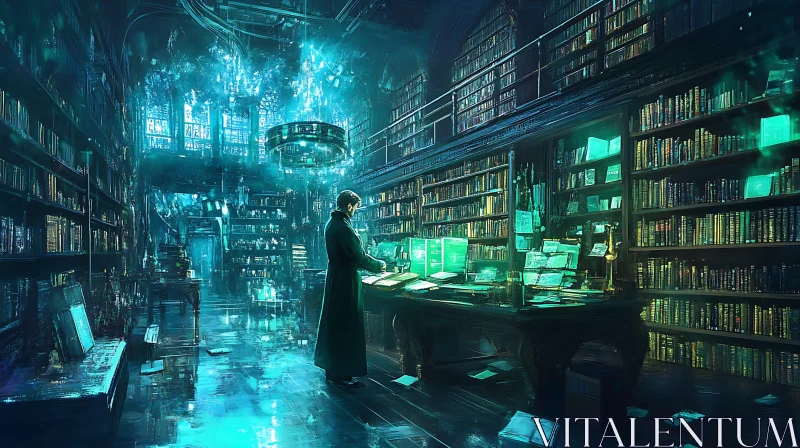 AI ART Ethereal Library Scene