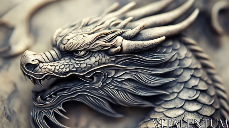 AI ART Detailed Carved Dragon Head