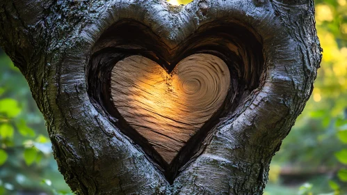 Tree Carved with Heart Symbol