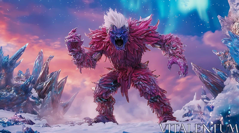 AI ART Furry Monster with Icy Surroundings