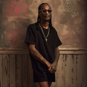 Snoop Dogg Elegant Look with Ornate Background