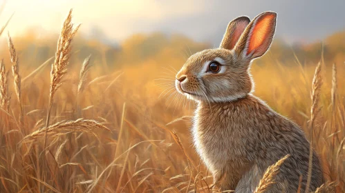 Golden Autumn Rabbit Scene AI Image