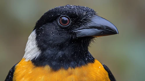 Intricate Bird Portrait with Water Droplets