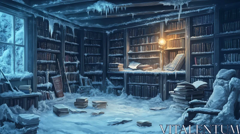 AI ART Snowy Books: A Winter Scene