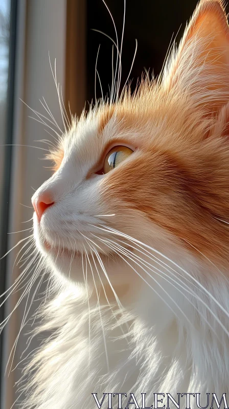 AI ART Sunlit Side Profile of Orange Cat