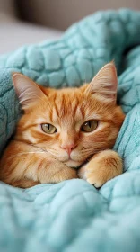 Comforting Cat Wrapped in Blanket