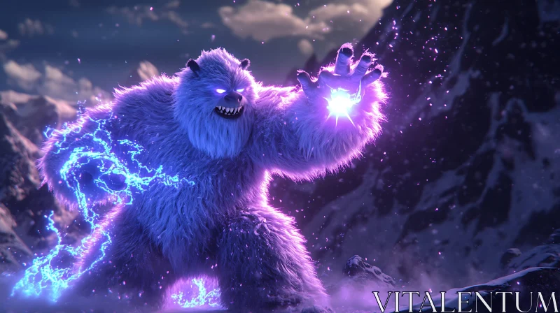 AI ART Enchanted Yeti with Lightning Powers