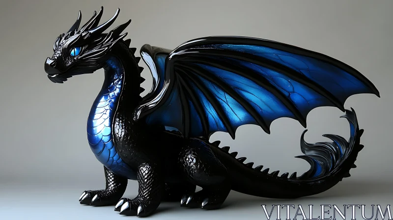 Fantasy Dragon with Blue Accents AI Image