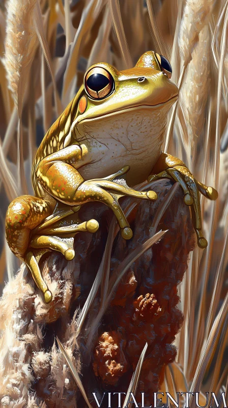 Frog on Branch in Natural Habitat AI Image