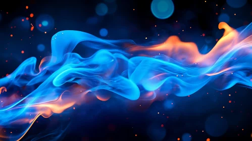 Swirling Blue and Orange Smoke