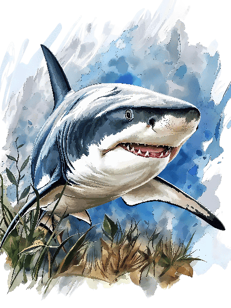 POD Design Ocean Shark Art for Apparel