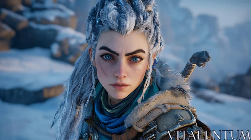 Female Warrior Portrait with Blue Eyes