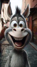 Animated Donkey Character Smiling