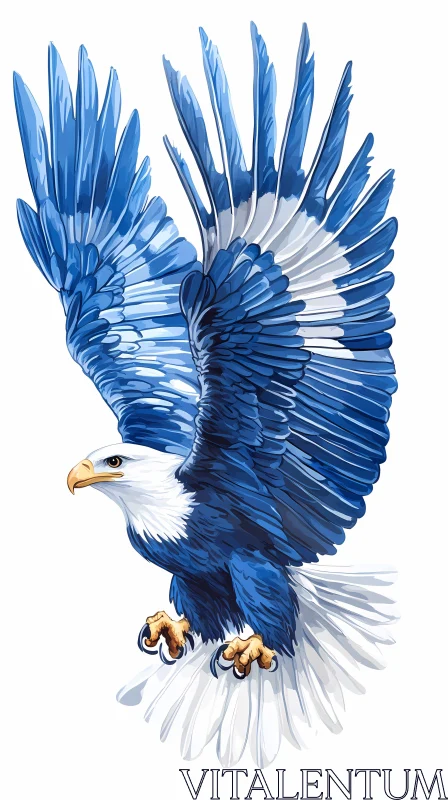 Blue and White Eagle Illustration AI Image