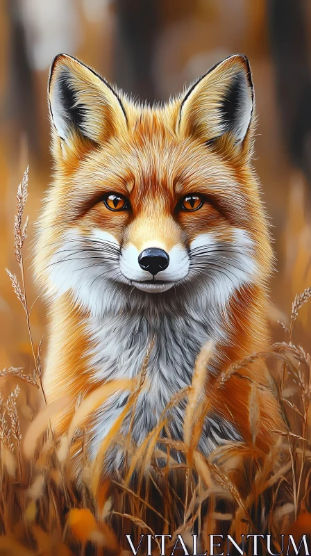 Wild Fox Portrait in Nature AI Image