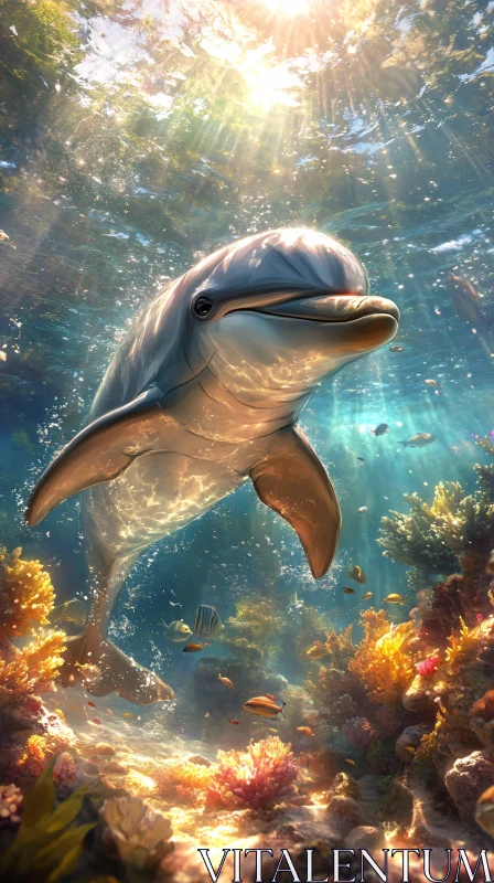 Underwater Dolphin Adventure AI Image