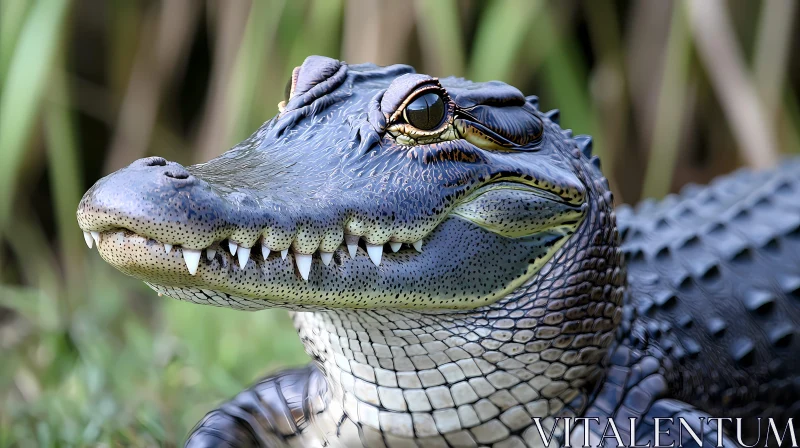 Alligator Head Close-Up in Natural Habitat AI Image