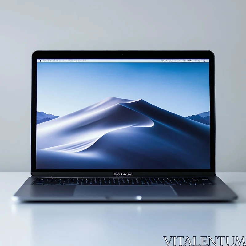 Sleek Laptop with Sand Dunes Wallpaper AI Image