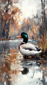 Tranquil Pond with Duck