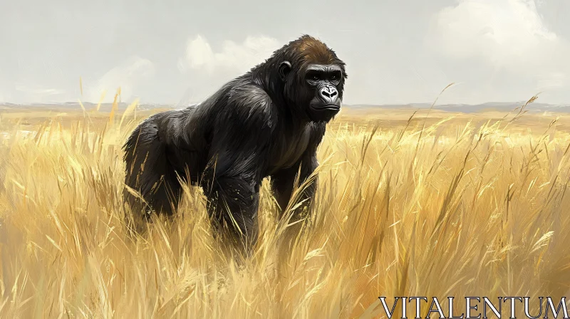 Gorilla in Natural Habitat AI Image