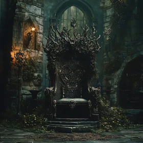 Ornate Throne in Stone Castle