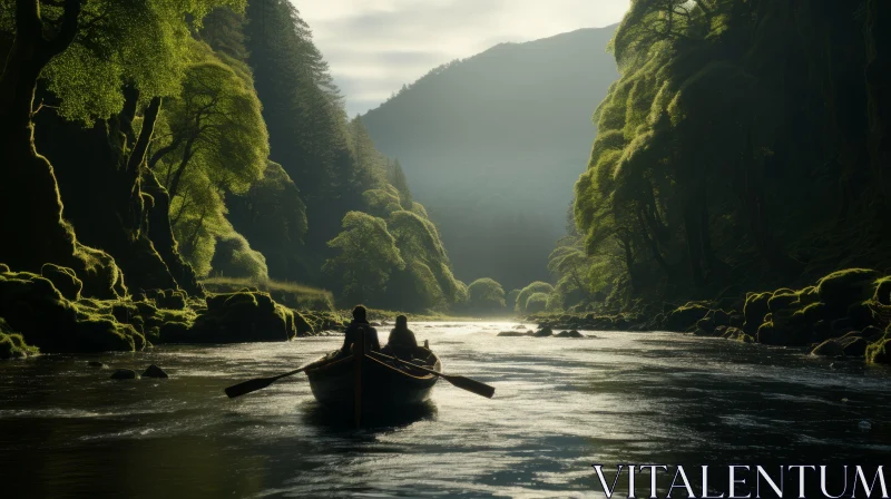 Captivating Boats Cruising in a Serene Lake - A Romantic Scene AI Image