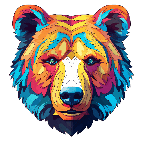 Colorful Geometric Bear Illustration for Creative Use POD Design