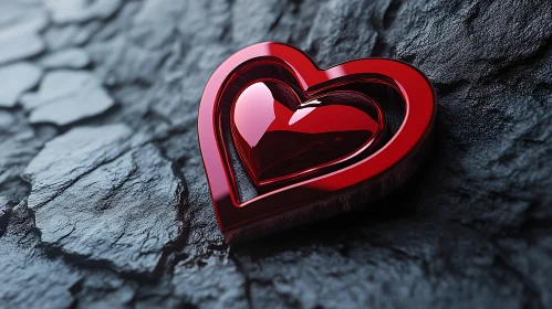 Red Heart on Stone