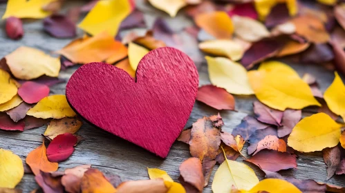 Heart and Autumnal Leaves Still Life