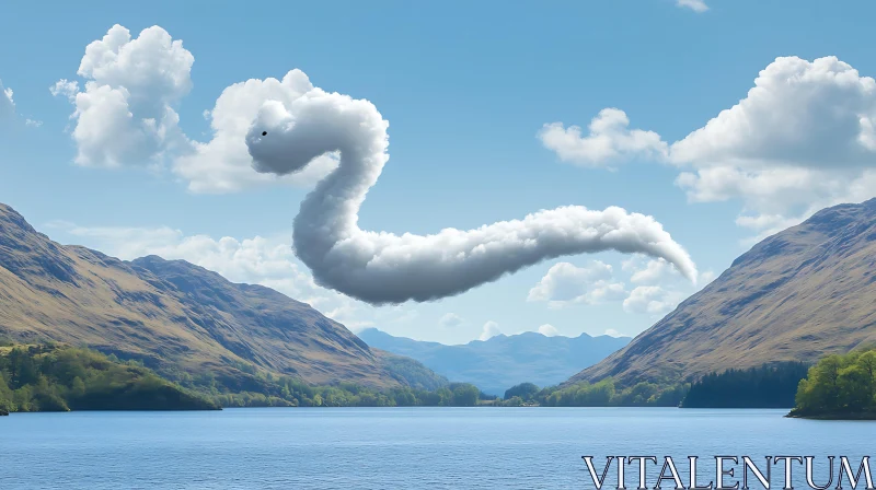 AI ART Fantastic Cloud Formation Above Lake