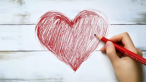 Heart Drawing on White Background