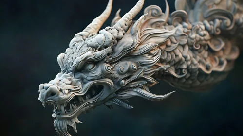 Detailed Dragon Head Sculpture