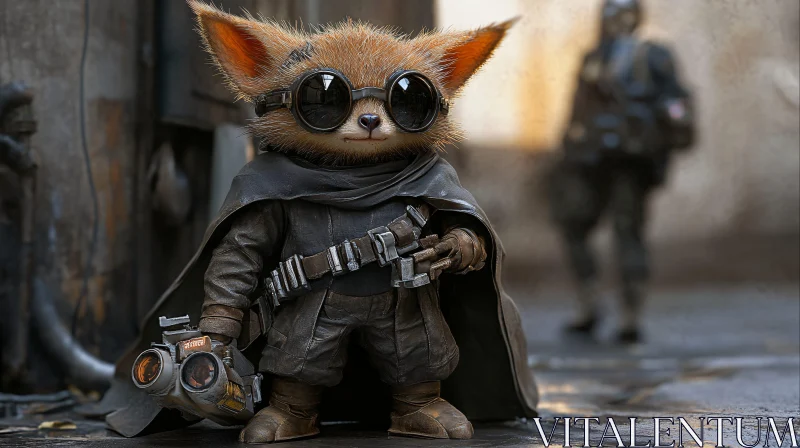 Steampunk Fox Character with Goggles AI Image