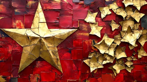 Glimmering Stars on Crimson Canvas