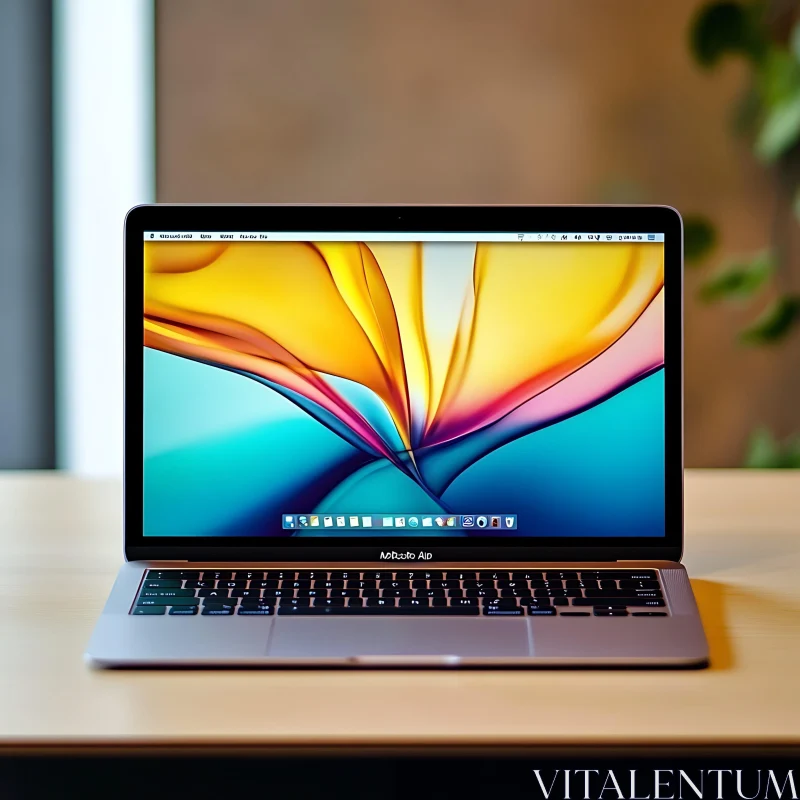 Modern Metallic Laptop with Vibrant Screen Display AI Image