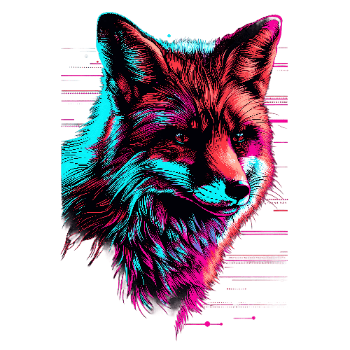 Neon Fox T-Shirt Design with Glitch Effect for Youth