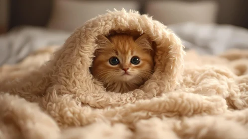 Cozy Orange Kitten in Blanket