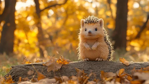 Cute Hedgehog Amidst Autumn Leaves