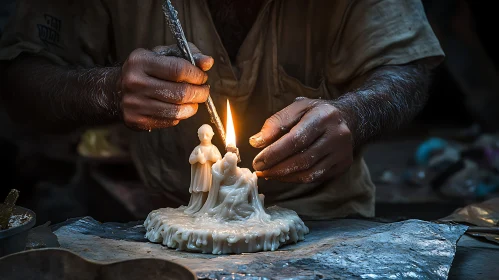 Hand Carved Candle Sculpture