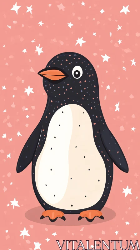 AI ART Cute Penguin with Starry Background