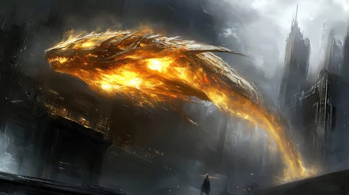 Dragon Ablaze in Ruined Metropolis