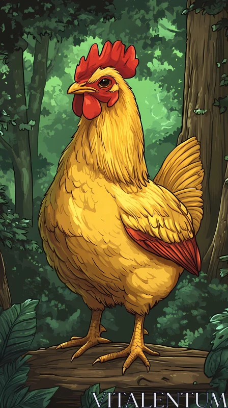 Forest Chicken Portrait AI Image